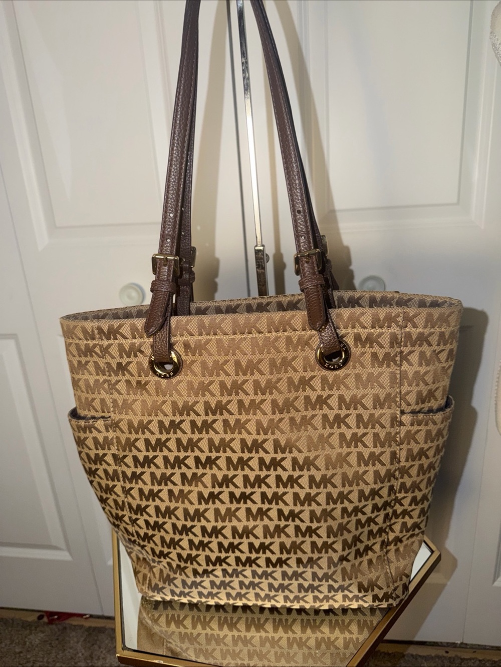 Michael Kors Tan and Brown Logo Tote